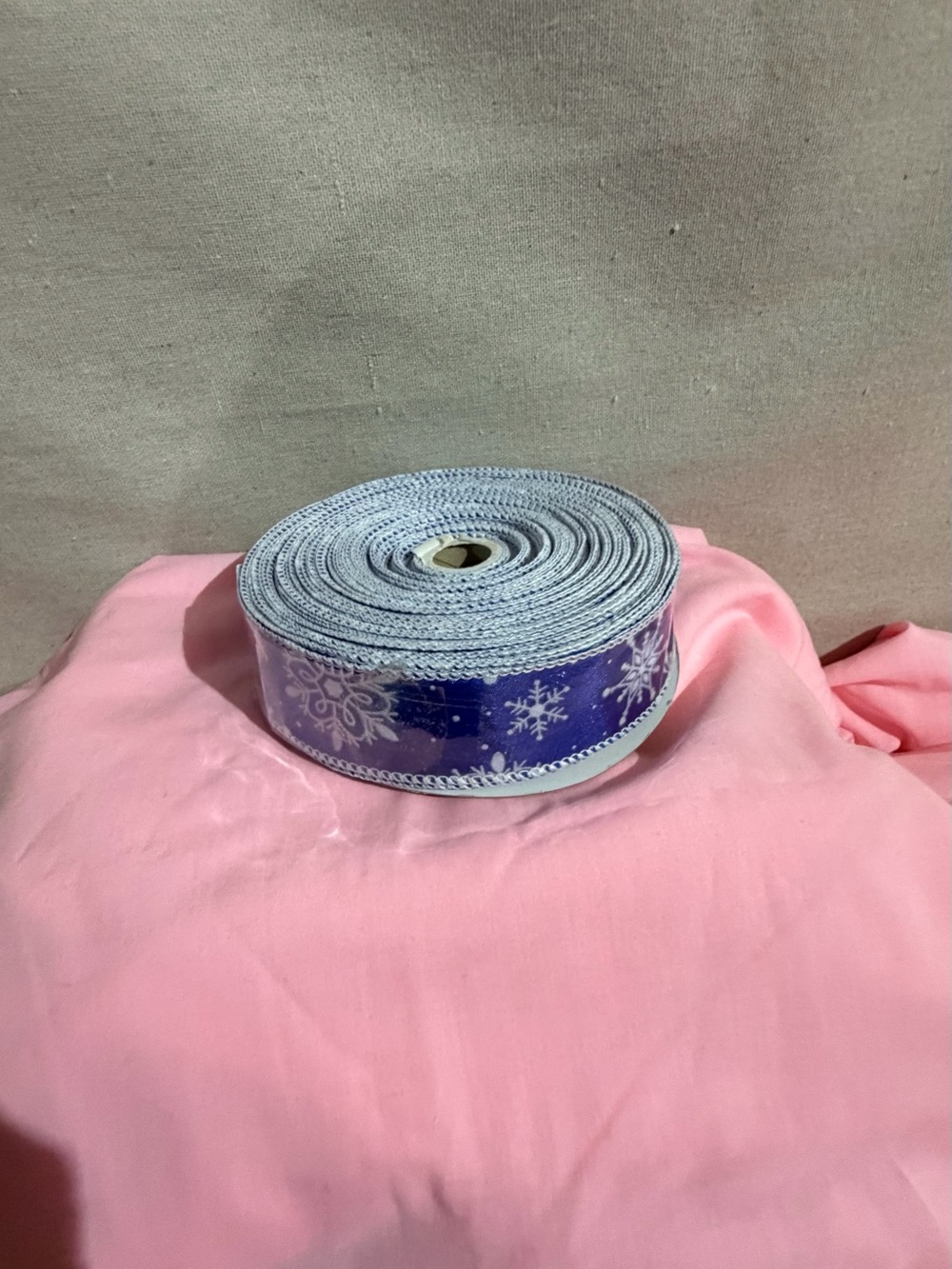 Christmas Holiday Blue Snowflake Wired Ribbon for Home Party Supplies